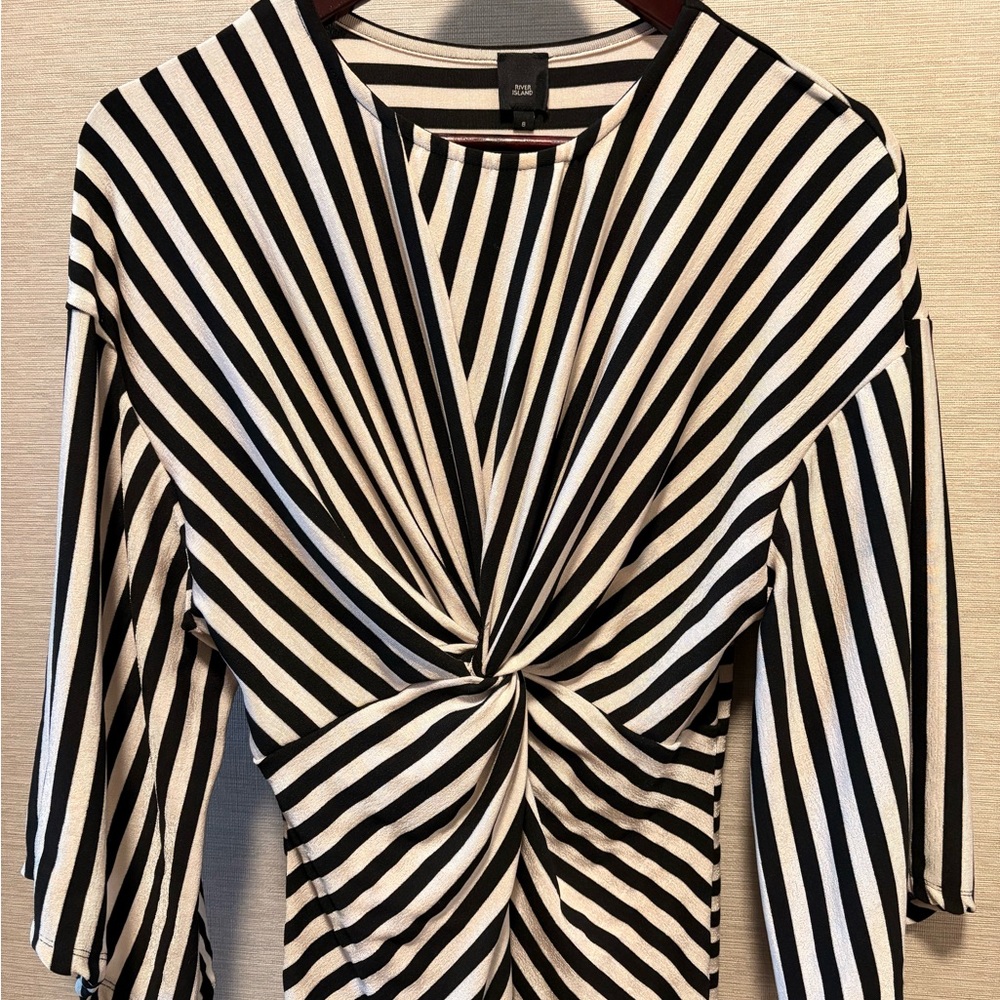 River Island Monochrome Striped Midi Dress - Picture 3 of 6